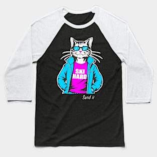 Ski Hard Send It Cat ing Sun And Baseball T-Shirt